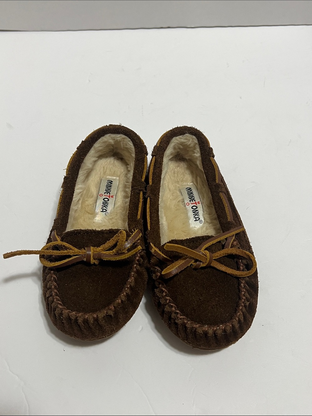 Toddler Minnetonka moccasins brown suede size 11